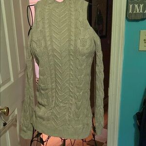 New York & Company Cream Cable Knit Turtleneck Sweater